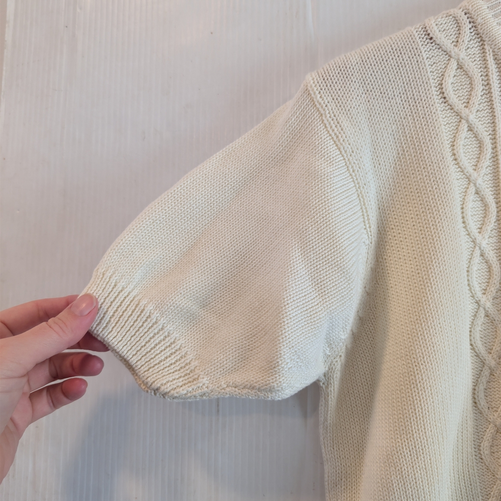 VINTAGE Hunt Club 100% Cotton Short Sleeve Cream Mockneck Sweater Size Large - Picture 3 of 7